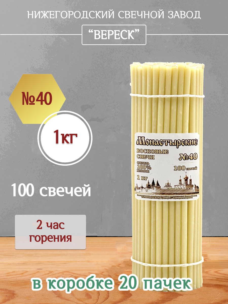 Восковые свечи БЕЛЫЕ № 40
