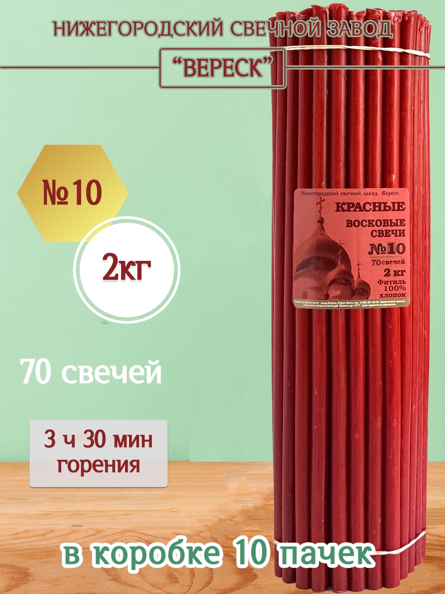 Восковые свечи КРАСНЫЕ пачка 2 кг № 10
