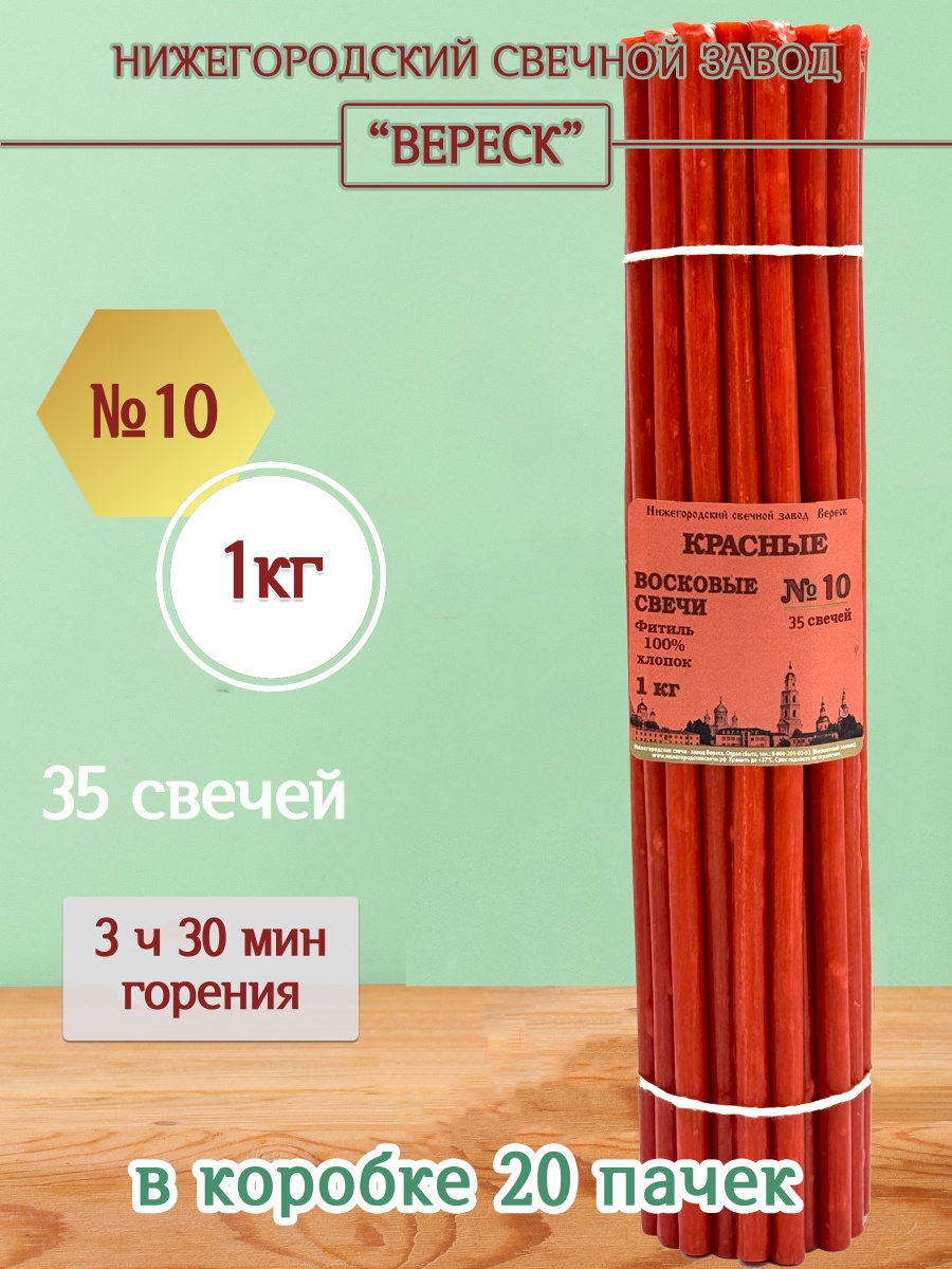 Восковые свечи КРАСНЫЕ пачка 1 кг № 10