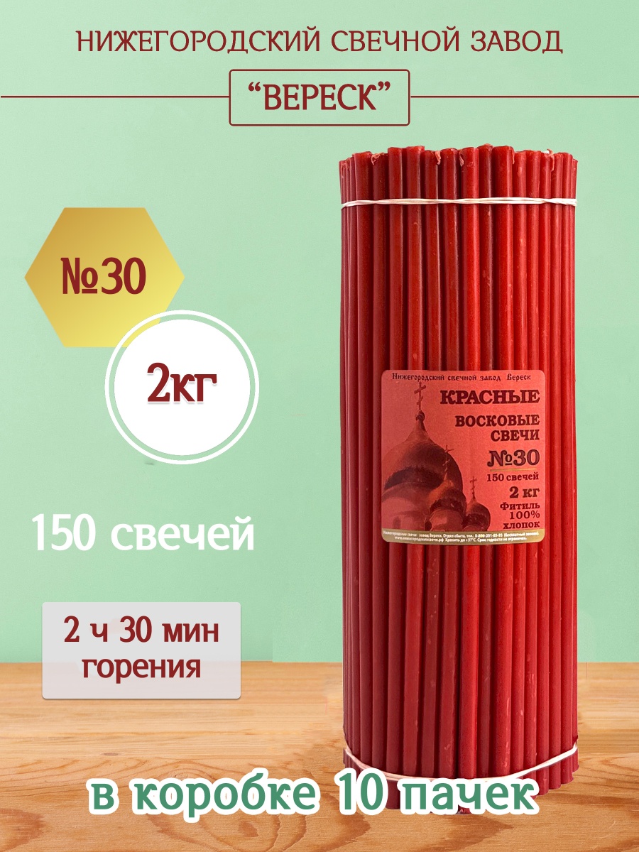 Восковые свечи КРАСНЫЕ пачка 2 кг № 30