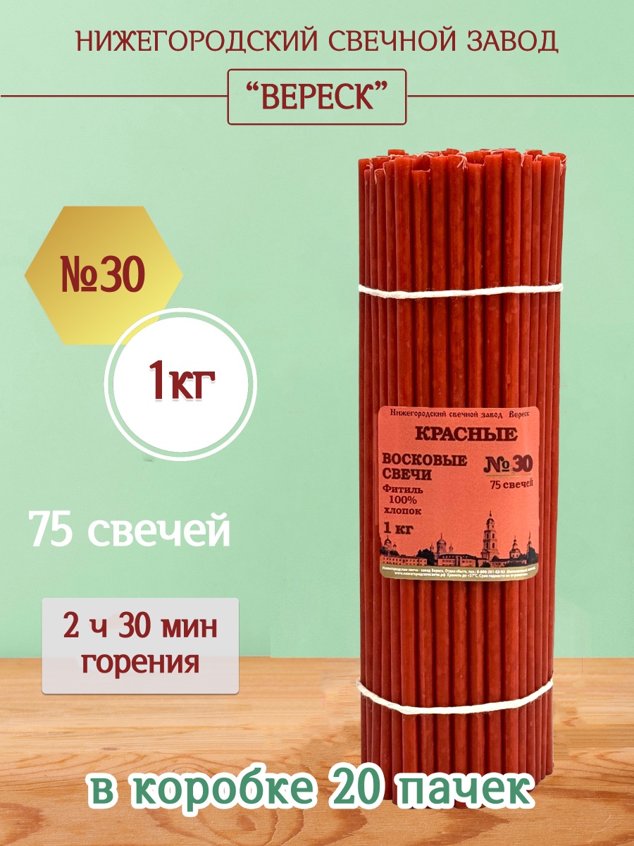 Восковые свечи КРАСНЫЕ пачка 1 кг № 30