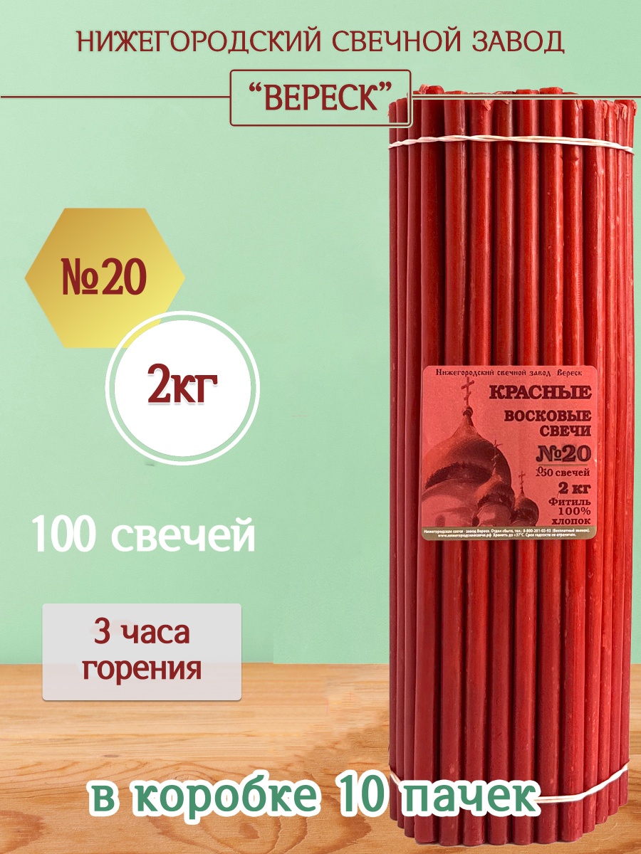 Восковые свечи КРАСНЫЕ пачка 2 кг № 20